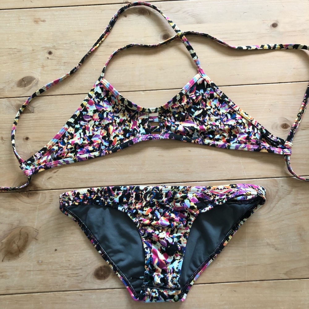 Jolyn Clothing Multicolor Floral Print Bikini - Black, Pink, Yellow, Blue